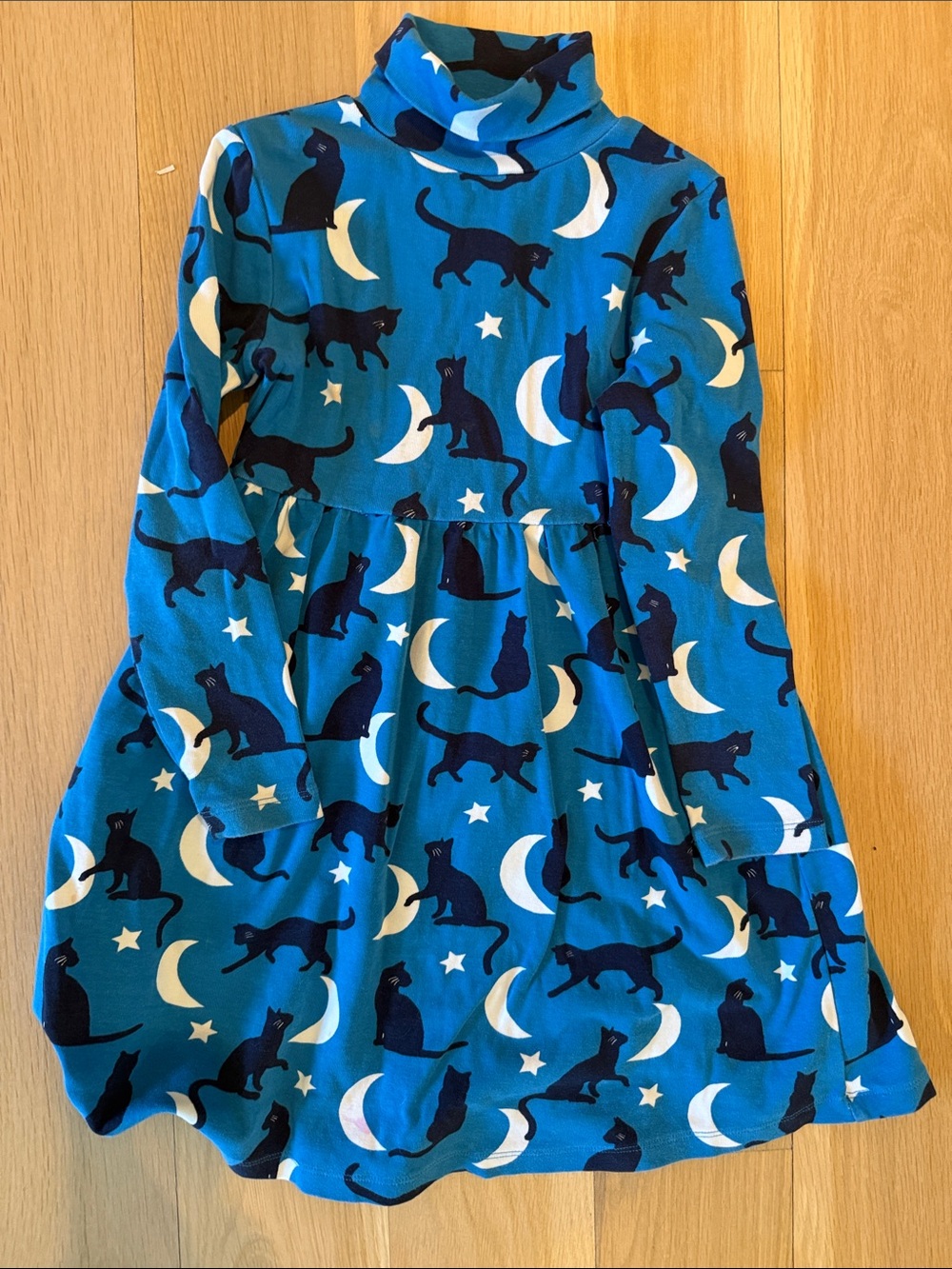 Mini Boden Blue Cat & Moon Turtleneck Nightgown